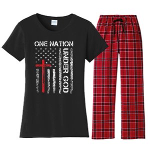 Christian USA Flag Christian Faith Family Women's Flannel Pajama Set