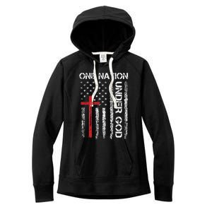 Christian USA Flag Christian Faith Family Women's Fleece Hoodie