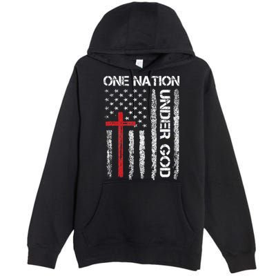 Christian USA Flag Christian Faith Family Premium Pullover Hoodie