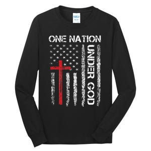 Christian USA Flag Christian Faith Family Tall Long Sleeve T-Shirt