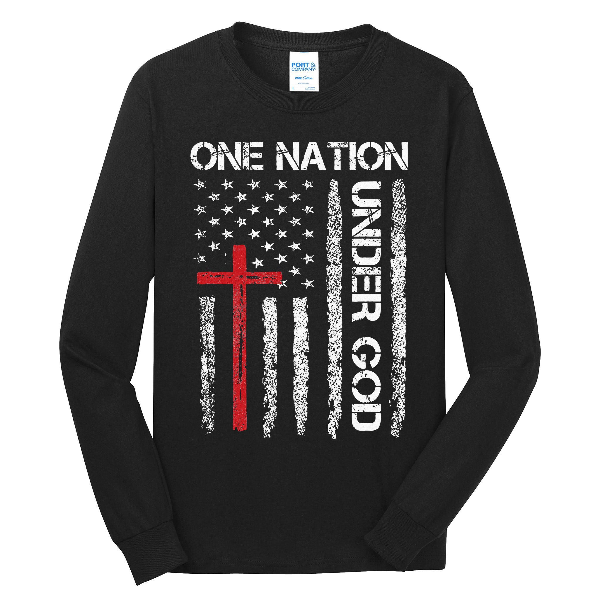 Christian USA Flag Christian Faith Family Tall Long Sleeve T-Shirt