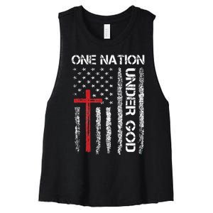 Christian USA Flag Christian Faith Family Women's Racerback Cropped Tank