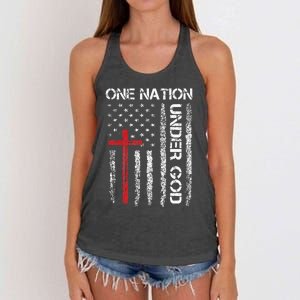 Christian USA Flag Christian Faith Family Women's Knotted Racerback Tank