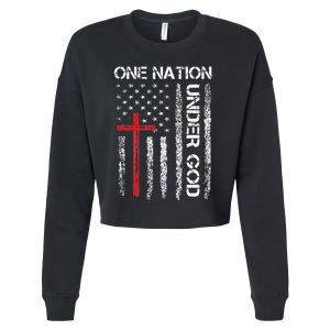 Christian USA Flag Christian Faith Family Cropped Pullover Crew