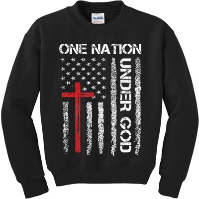 Christian USA Flag Christian Faith Family Kids Sweatshirt