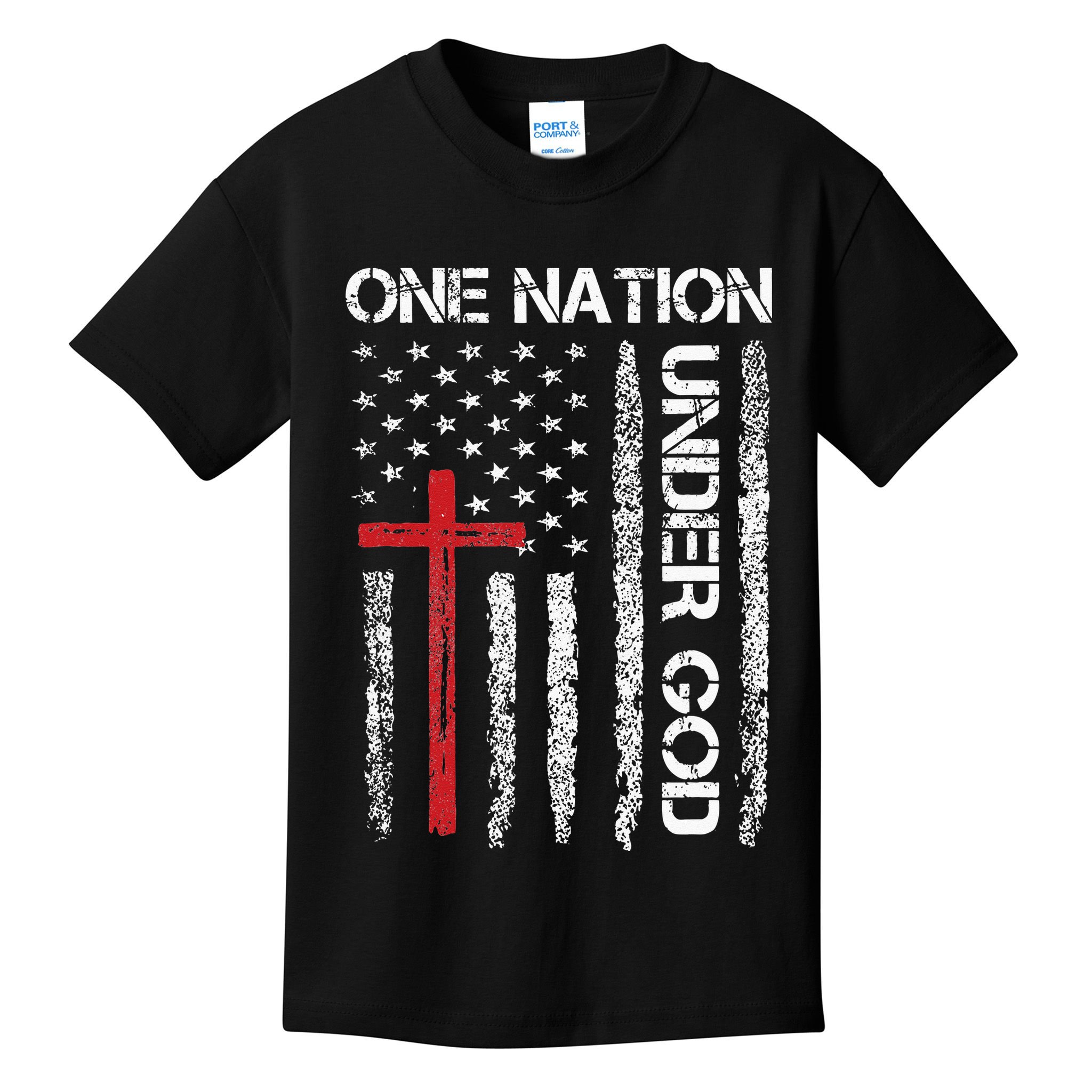 Christian USA Flag Christian Faith Family Kids T-Shirt