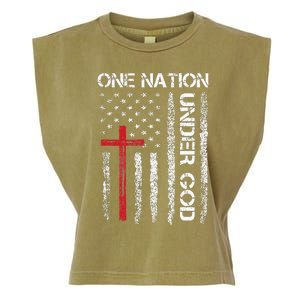 Christian USA Flag Christian Faith Family Garment-Dyed Women's Muscle Tee