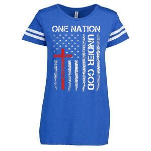 Christian USA Flag Christian Faith Family Enza Ladies Jersey Football T-Shirt