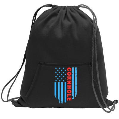 Cornhole Us Flag Sweatshirt Cinch Pack Bag