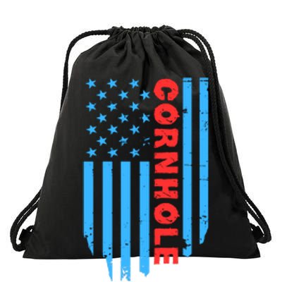 Cornhole Us Flag Drawstring Bag