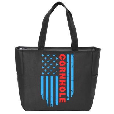 Cornhole Us Flag Zip Tote Bag