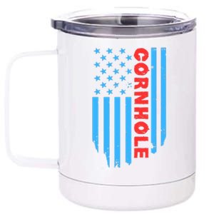 Cornhole Us Flag 12 oz Stainless Steel Tumbler Cup