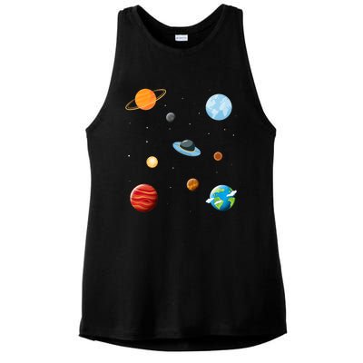 Cosmos Universe Galaxy Planets Earth Solar System Astronaut Meaningful Gift Ladies PosiCharge Tri-Blend Wicking Tank