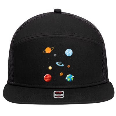 Cosmos Universe Galaxy Planets Earth Solar System Astronaut Meaningful Gift 7 Panel Mesh Trucker Snapback Hat