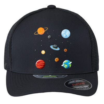 Cosmos Universe Galaxy Planets Earth Solar System Astronaut Meaningful Gift Flexfit Unipanel Trucker Cap