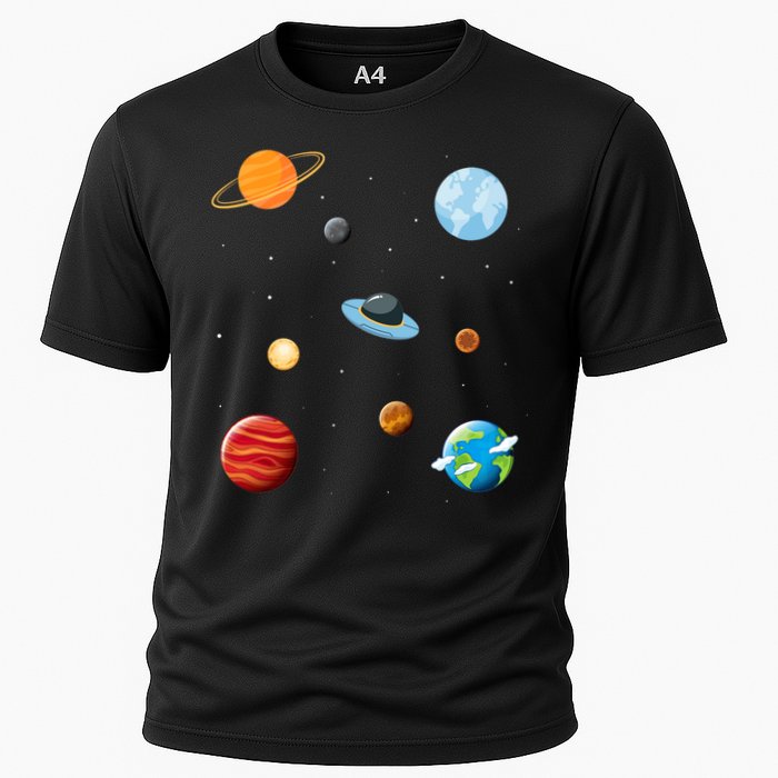 Cosmos Universe Galaxy Planets Earth Solar System Astronaut Meaningful Gift Cooling Performance Crew T-Shirt