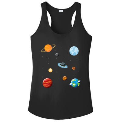 Cosmos Universe Galaxy Planets Earth Solar System Astronaut Meaningful Gift Ladies PosiCharge Competitor Racerback Tank