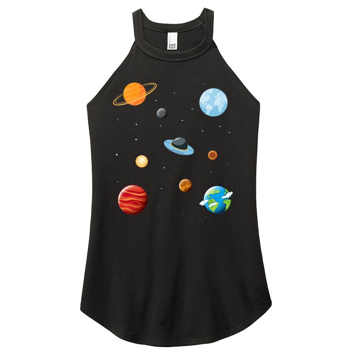 Cosmos Universe Galaxy Planets Earth Solar System Astronaut Meaningful Gift Women's Perfect Tri Rocker Tank