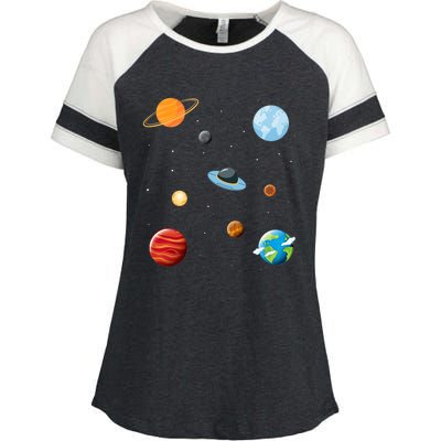 Cosmos Universe Galaxy Planets Earth Solar System Astronaut Meaningful Gift Enza Ladies Jersey Colorblock Tee