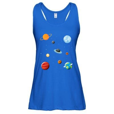 Cosmos Universe Galaxy Planets Earth Solar System Astronaut Meaningful Gift Ladies Essential Flowy Tank