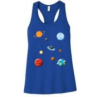 Cosmos Universe Galaxy Planets Earth Solar System Astronaut Meaningful Gift Women's Racerback Tank