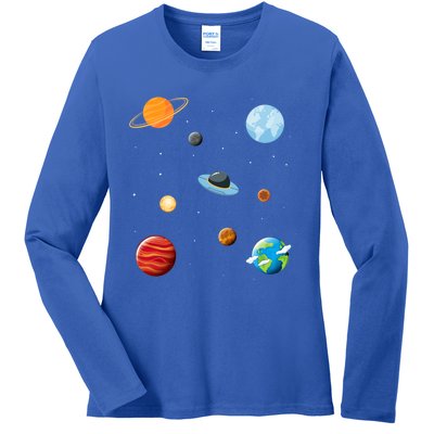 Cosmos Universe Galaxy Planets Earth Solar System Astronaut Meaningful Gift Ladies Long Sleeve Shirt