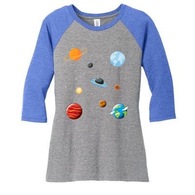 Cosmos Universe Galaxy Planets Earth Solar System Astronaut Meaningful Gift Women's Tri-Blend 3/4-Sleeve Raglan Shirt