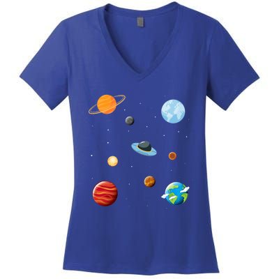 Cosmos Universe Galaxy Planets Earth Solar System Astronaut Meaningful Gift Women's V-Neck T-Shirt