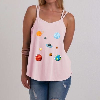 Cosmos Universe Galaxy Planets Earth Solar System Astronaut Meaningful Gift Women's Strappy Tank