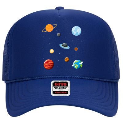 Cosmos Universe Galaxy Planets Earth Solar System Astronaut Meaningful Gift High Crown Mesh Back Trucker Hat