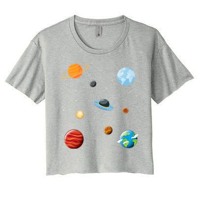 Cosmos Universe Galaxy Planets Earth Solar System Astronaut Meaningful Gift Women's Crop Top Tee