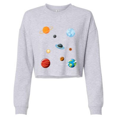 Cosmos Universe Galaxy Planets Earth Solar System Astronaut Meaningful Gift Cropped Pullover Crew