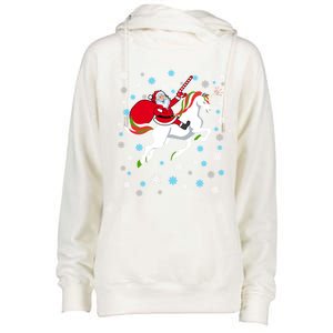 Christmas Unicorn Great Gift Funny Santa Riding A Unicorn Gift Womens Funnel Neck Pullover Hood