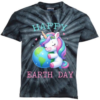 Cute Unicorn Happy Earth Day Groovy Kids Tie-Dye T-Shirt