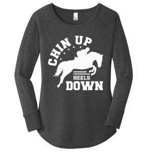 Chin Up Heels Down Horse Riding Rider Horses Gift Women's Perfect Tri Tunic Long Sleeve Shirt