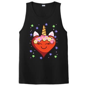 Cute Unicorn Heart Valentines Day Design Gift PosiCharge Competitor Tank