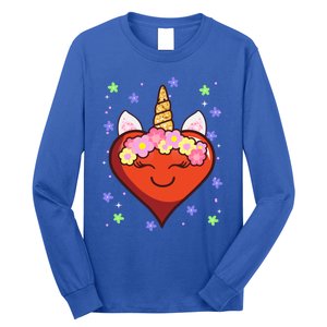 Cute Unicorn Heart Valentines Day Design Gift Long Sleeve Shirt