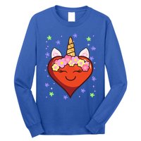 Cute Unicorn Heart Valentines Day Design Gift Long Sleeve Shirt