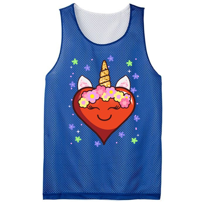 Cute Unicorn Heart Valentines Day Design Gift Mesh Reversible Basketball Jersey Tank