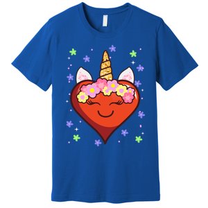 Cute Unicorn Heart Valentines Day Design Gift Premium T-Shirt