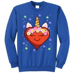 Cute Unicorn Heart Valentines Day Design Gift Tall Sweatshirt