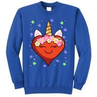 Cute Unicorn Heart Valentines Day Design Gift Tall Sweatshirt