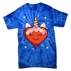 Cute Unicorn Heart Valentines Day Design Gift Tie-Dye T-Shirt