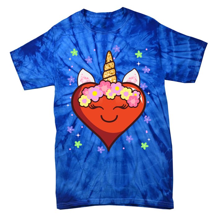 Cute Unicorn Heart Valentines Day Design Gift Tie-Dye T-Shirt