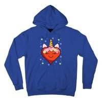 Cute Unicorn Heart Valentines Day Design Gift Tall Hoodie