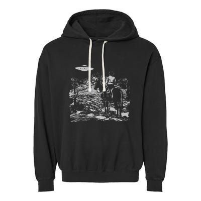Cowboy Ufo Howdy Partner Cowgirl Western Country Garment-Dyed Fleece Hoodie