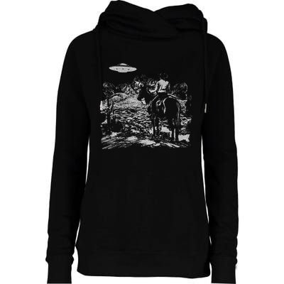 Cowboy Ufo Howdy Partner Cowgirl Western Country Womens Funnel Neck Pullover Hood