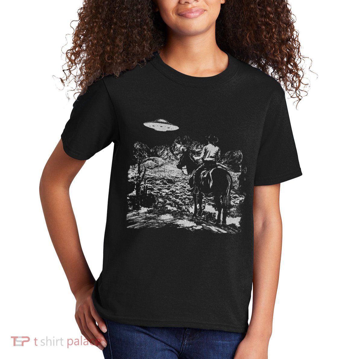 Cowboy Ufo Howdy Partner Cowgirl Western Country Kids T-Shirt