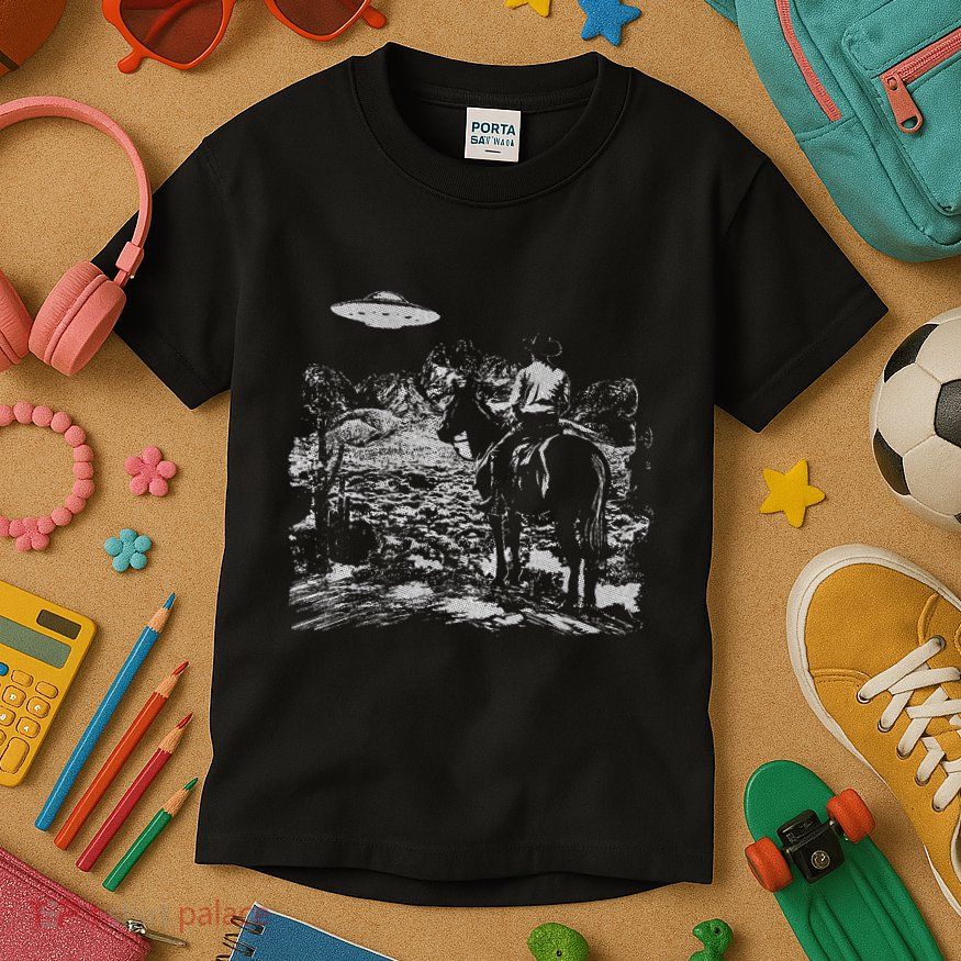 Cowboy Ufo Howdy Partner Cowgirl Western Country Kids T-Shirt