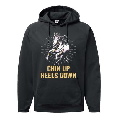 Chin Up Heels Down Equestrian And Horse Riding Performance Fleece Hoodie